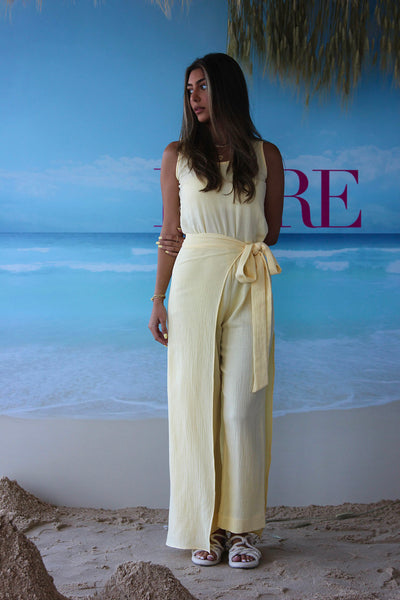 Wrap Jumpsuit with Side Belted Tie Comes with Long Bisht Coverups