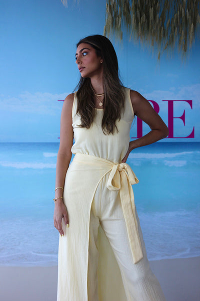 Wrap Jumpsuit with Side Belted Tie Comes with Long Bisht Coverups
