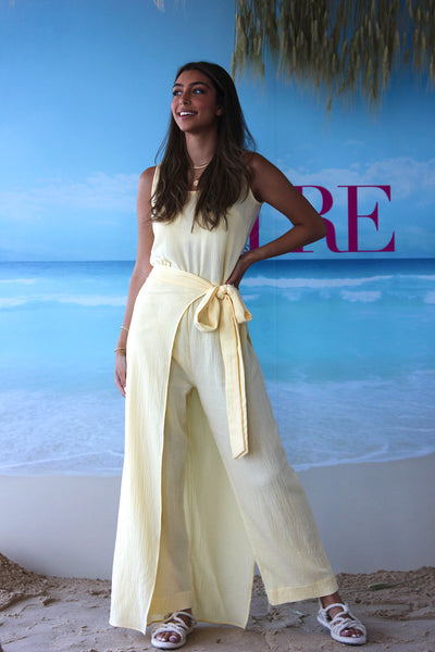 Wrap Jumpsuit with Side Belted Tie Comes with Long Bisht Coverups