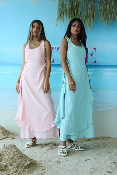 Long Dress with Side Belted Tie