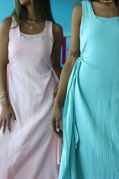 Long Dress with Side Belted Tie