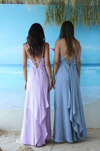 Open Back Long Dress Coverups with Back Tie