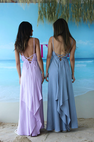 Open Back Long Dress Coverups with Back Tie