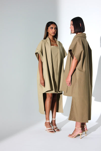Cotton dress with coat