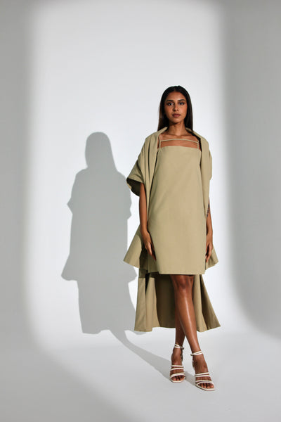Cotton dress with coat