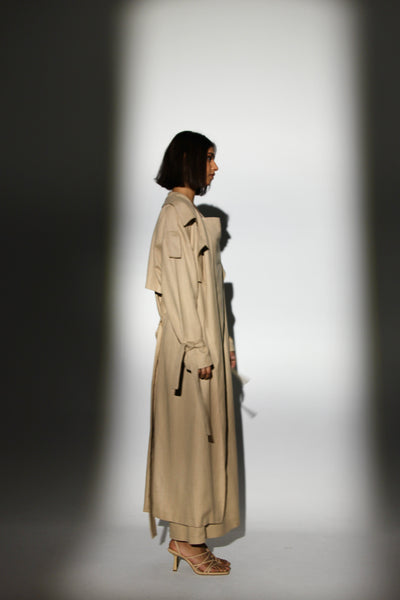 Long dress with trench coat
