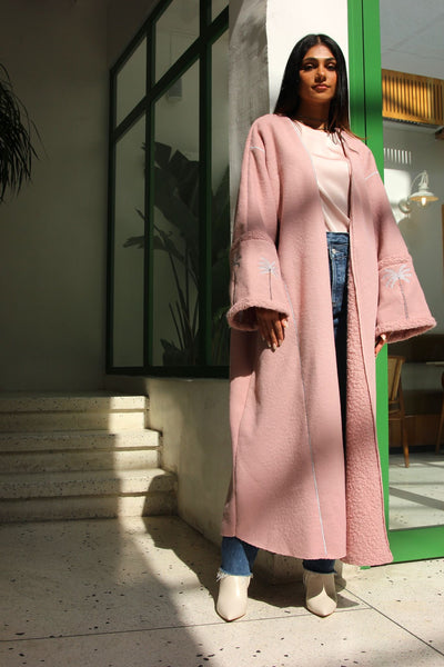 Shearling bisht embroidery